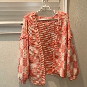 Shop Talulah Pink and White Checkered Cardigan